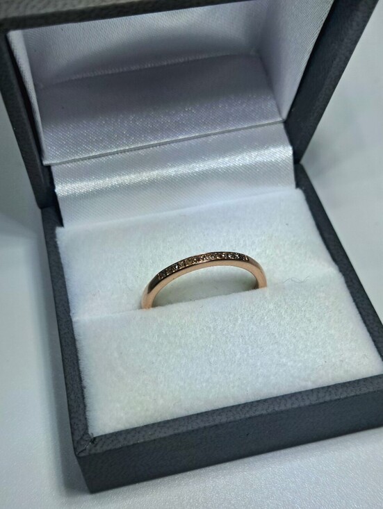 None Jewelry - Rose Gold Vermeil 925 Sterling Silver Natural Diamond Wedding Band Size 7.5